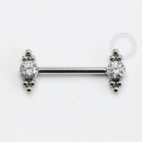 PB92 Nipple Piercing Zircônia Esferas Laterais Aço 316L