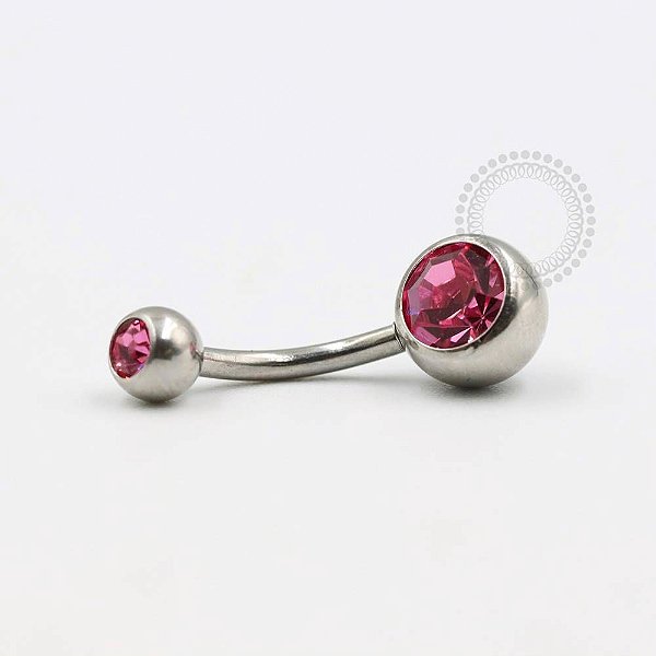 BB03 Navel Pedra Rosa Aço316L