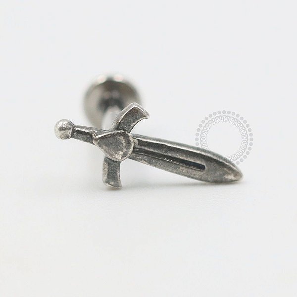 PR26 Labret Espada Prata Haste Titânio