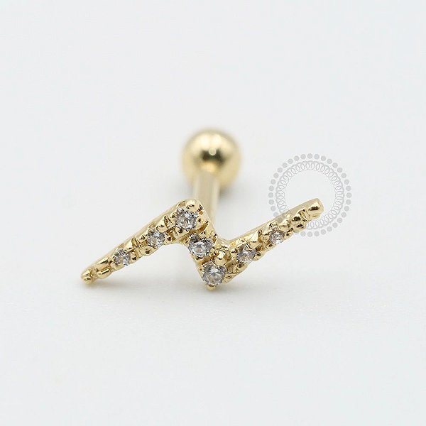 OR11 Microbell Raio Cravejado 7 CZ Ouro 18k