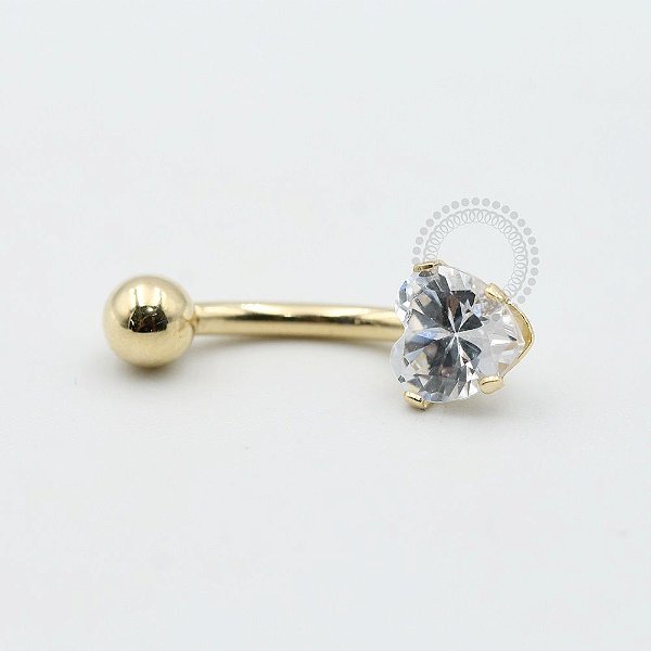 OR12 Navel Zirconia Coração Ouro 18K (0,90g)