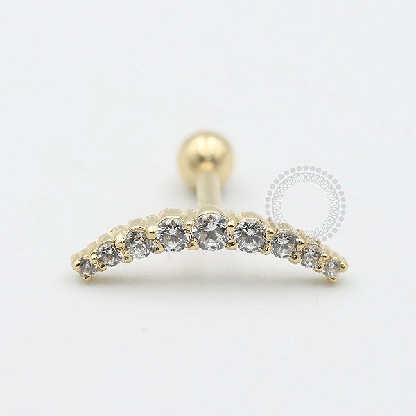 OR13  Microbell Cluster Cravejado 18K (6mm- 0,531g / 8mm- 0,566g)