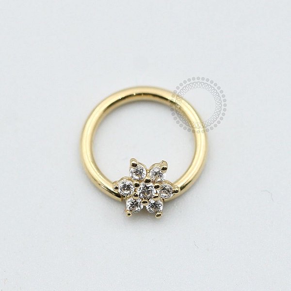 OR16 Captive Flor Zirconias Ouro 18K
