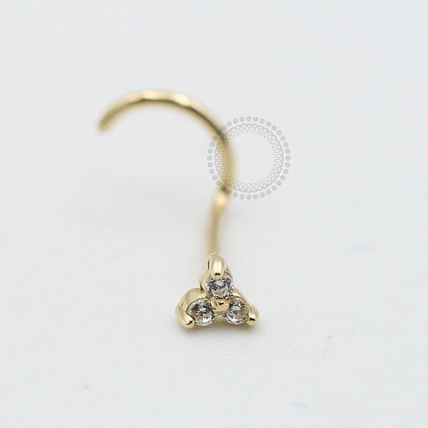 OR30 Nostril Micro Trinity Zirconia Ouro 18K (0,13g)