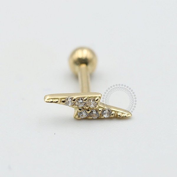 OR31 Microbell Mini Raio Cravejado Ouro 18K ( 6mm 0,33g/ 8mm 0,37g)