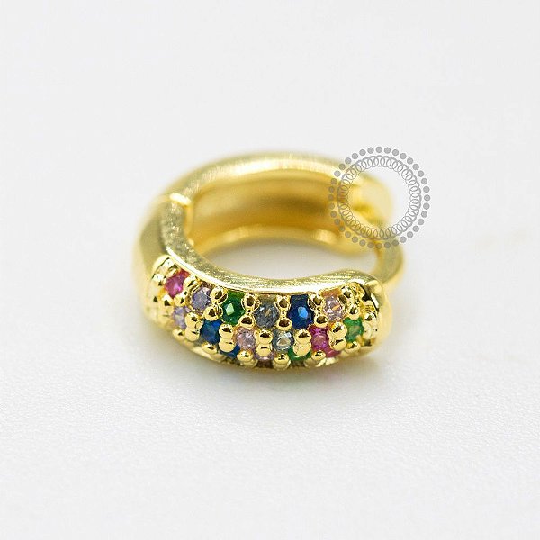 AR59 Segmento Clicker Cravejada Cores Banho Ouro
