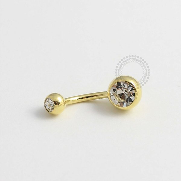 BN01 Navel Piercing Zirconia Banho Ouro