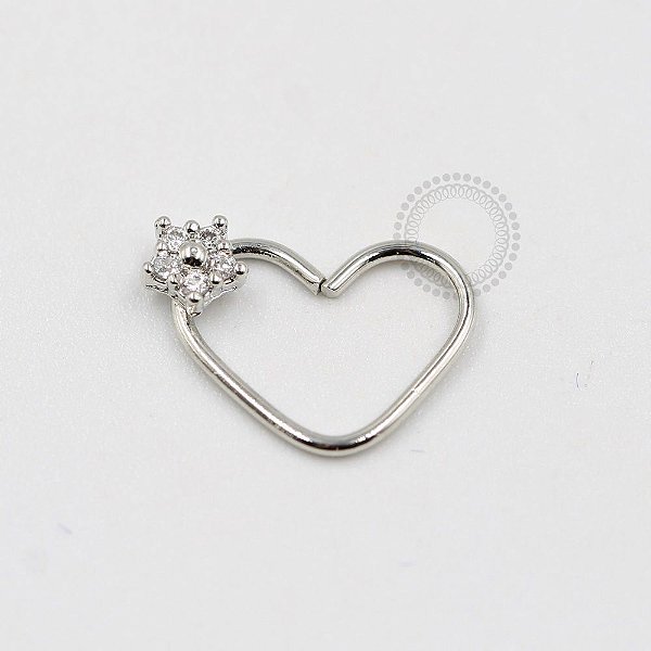CR27 Coração Daith Flor Zirconia Ródio