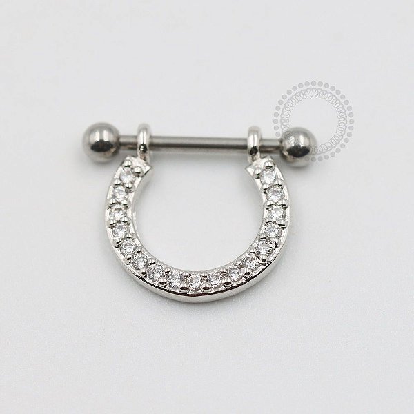 ARA24 Piercing Haste Cravejado Pedra Zirconia Frontal Rodeio
