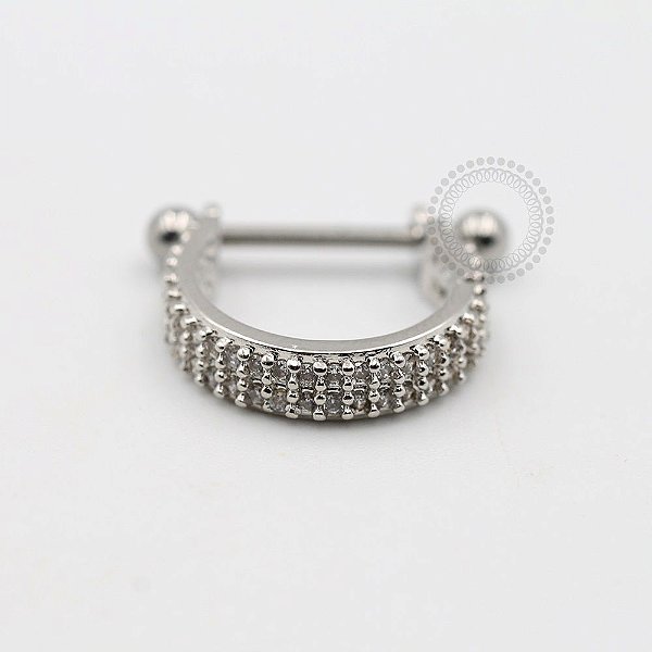 ARA03 Segmento Cravejado Duplo Banho Ródio 12mm