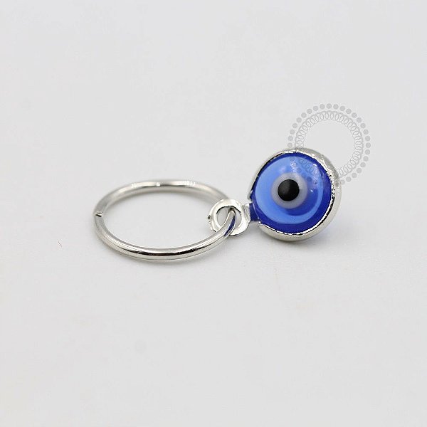 ARA46 Argola Pingente Olho Grego azul Escuro Ródio