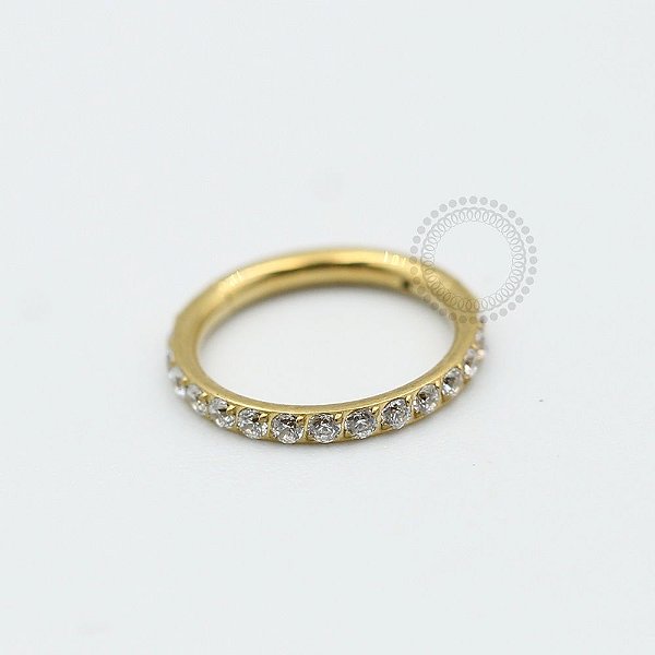 PVD32 Segmento articulado cravejado aço PVD gold