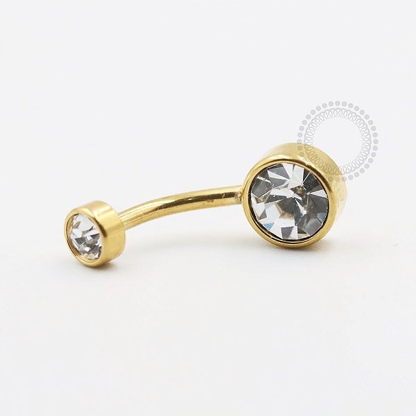 PVD50  Navel piercing Cristal flat aço PVD Gold