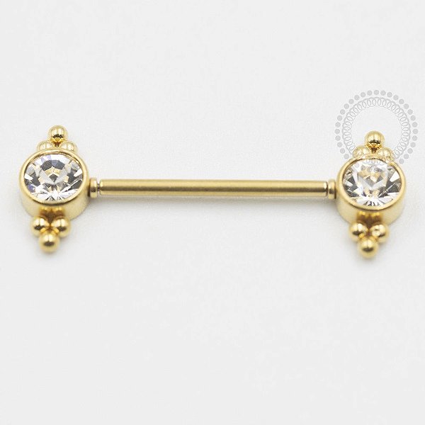 PVD56 Nipple piercing indiano strass colado  aço PVD Gold push pin