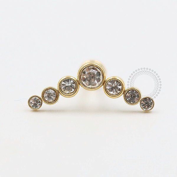 PVD69 Labret cluster strass colado aço PVD Gold