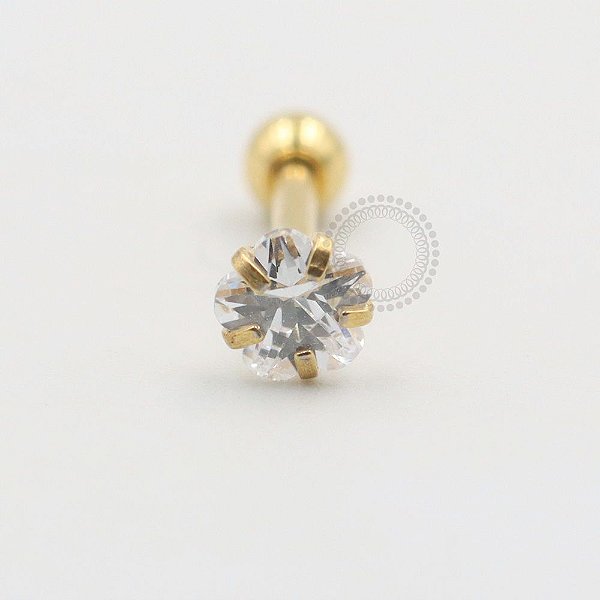 PVD76 Microbell flor strass aço PVD gold