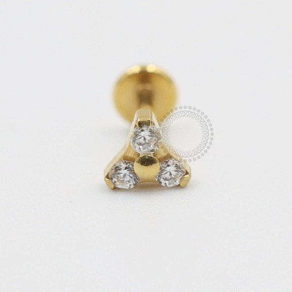 MB100 Labret Trinity Cristal Banho Ouro