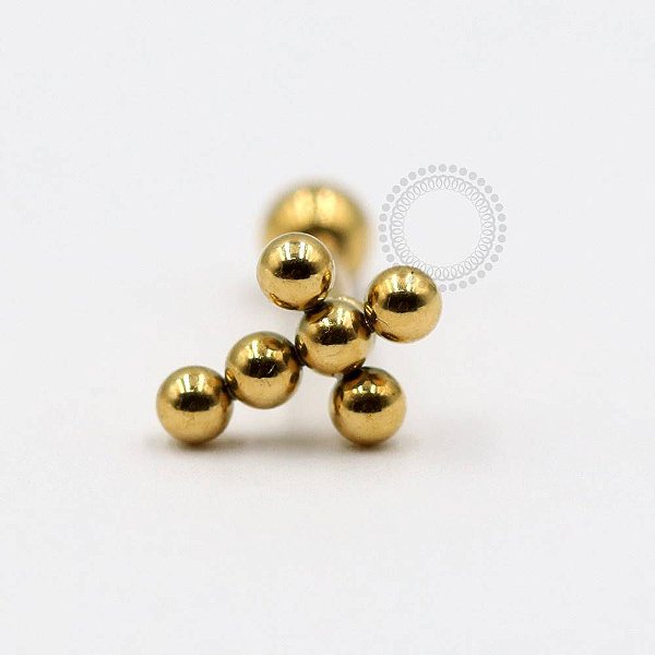 PVD96 Microbell Cruz Com Esferas Aço PVD Gold