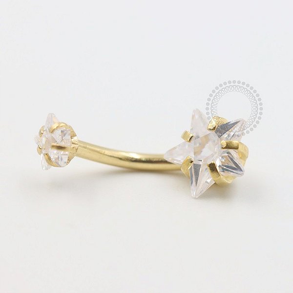 PVD68 Navel estrela strass aço PVD Gold