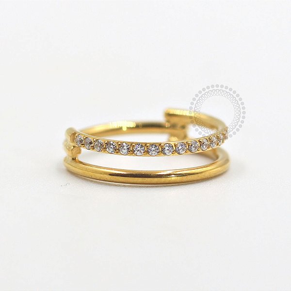 TN686 Segmento Smooth And Stones Titânio PVD Gold