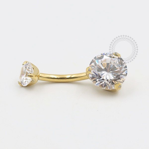 TN482 Navel Piercing CZ Titânio PVD Gold