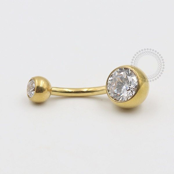 TN483 Navel Zirconia Titânio PVD Gold