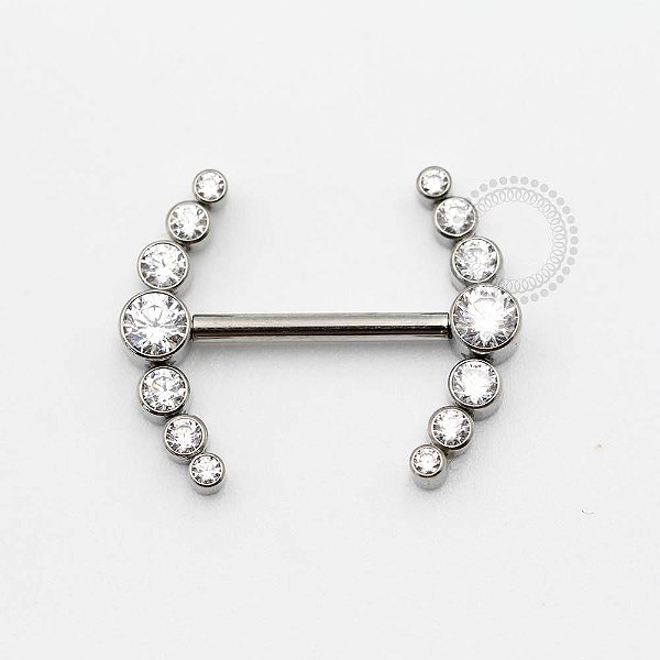 TN371 Nipple Cluster 7 CZ Push Pin Unilateral Titânio ASTM F136