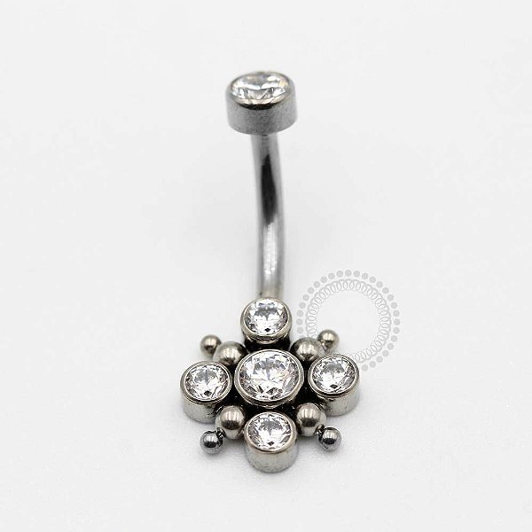 TN18 Navel Piercing 5 CZ Titânio  (OUTLET)