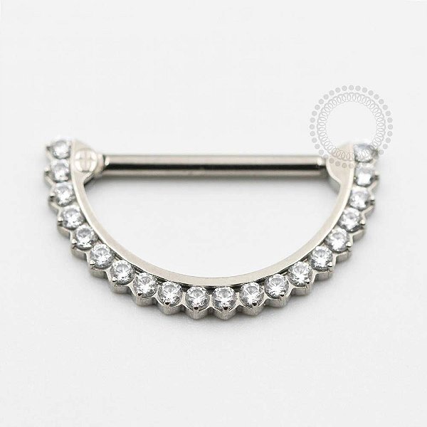 TN617 Nipple Clicker Haste Reta Cravejado Titânio ASTM F136