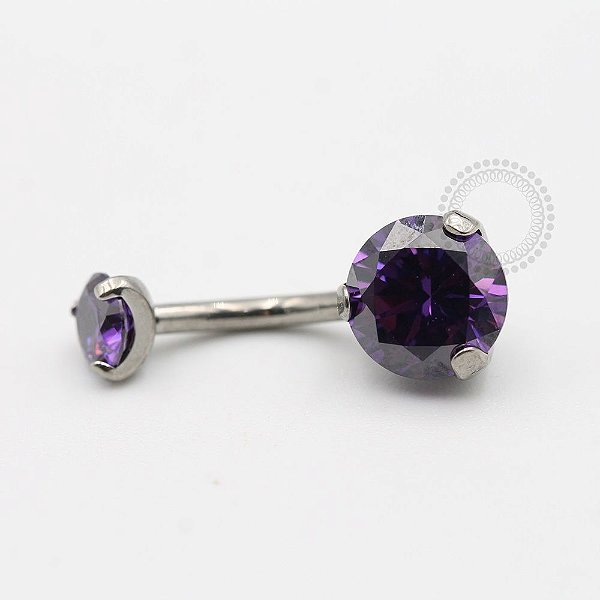 TN89 Navel Piercing CZ Purple Titânio