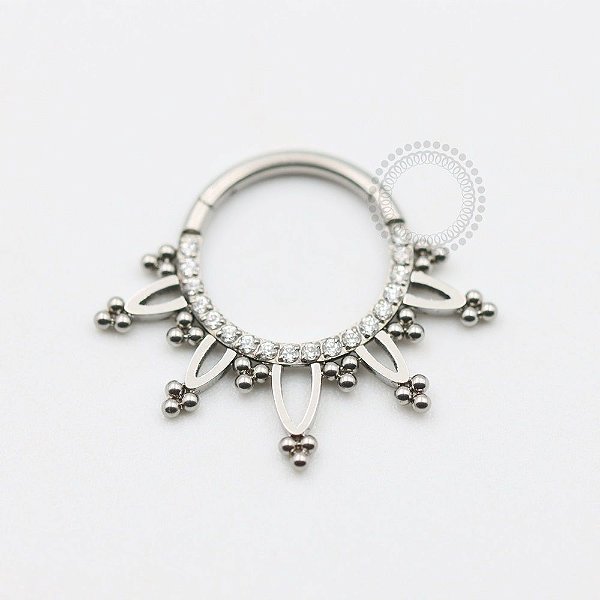 TN602 Segmento Frontal Cravejado 5 Aros  Titânio ASTM F136 (OUTLET)