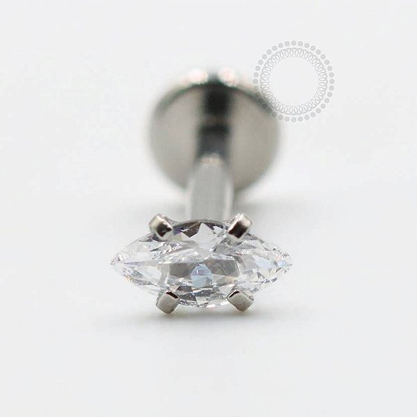 PB127 Labret Pedra Navete Zirconia Aço 316L