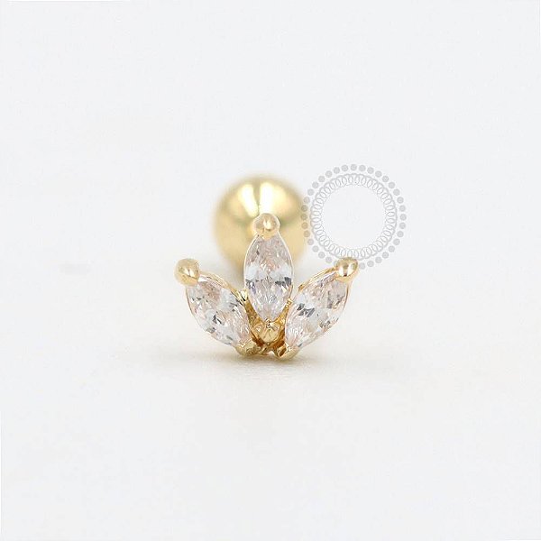 OR37 Microbell Coroa 3 Navetes Ouro 18K (6mm 0,27g/ 8mm0,31g)
