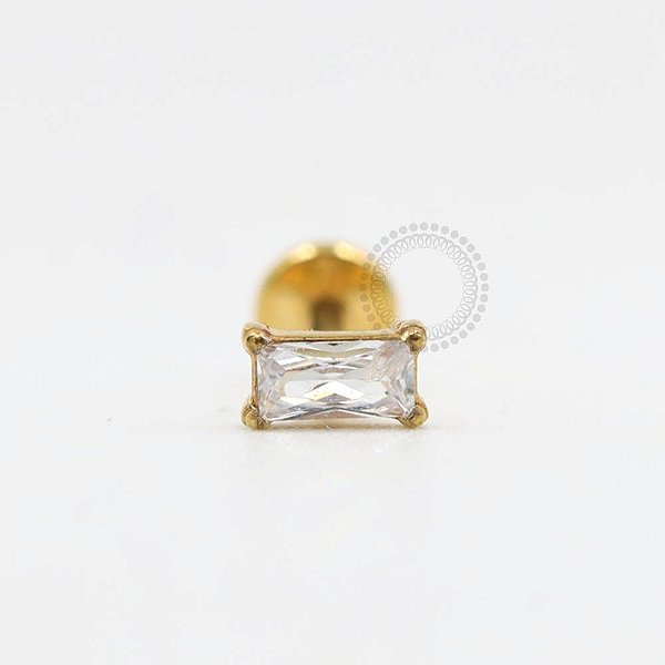 PVD104 Labret Zirconia Retângulo PVD Gold