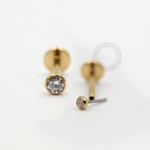 TN75 Labret Push Pin Ponto de Luz Titânio PVD Gold