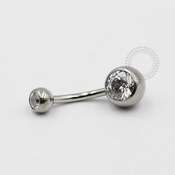 TN99 Navel Piercing Tradicional Stone CZ Titânio