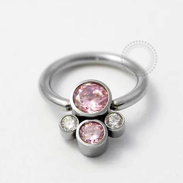 TN111 Captive CZ  Cristal / Pink Titanio ASTM F136