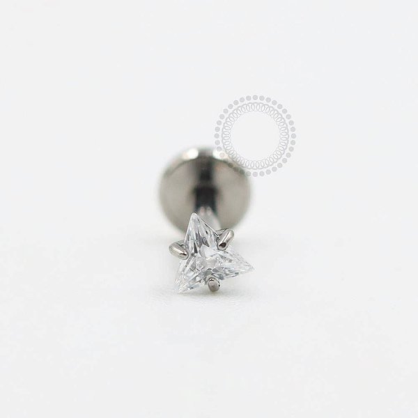 TN956 Labret  Zircônia Triangular Titânio ASTM F136