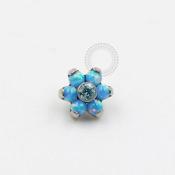 TN1001 Topo Flor Delicada Opala Azul Titânio ASTM F-136