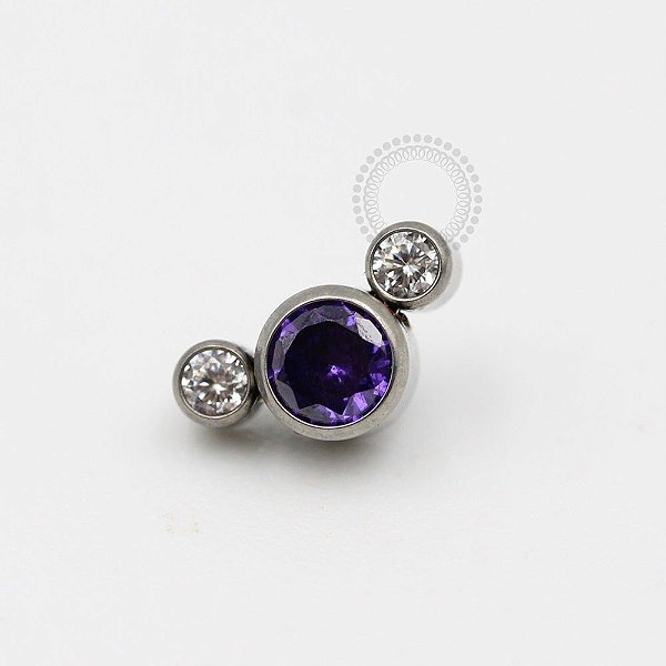 TN395 Topo Mickey roxo com CZ  titânio