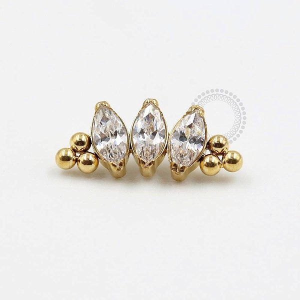 TN319 Topo Cluster 3 Navetes  Titânio PVD Gold