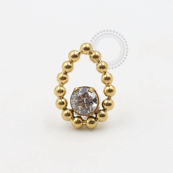 TN338 Topo Gotas Esferas 1 CZ Titânio PVD Gold