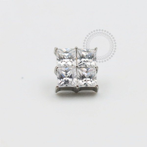 TN345 Topo Quadrado 4 pedras Zirconia Titanio