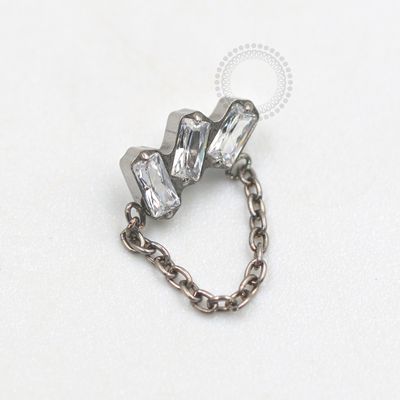 TN681 Topo 3 Baguetes CZ Corrente Titanio ASTM F136 (OUTLET)