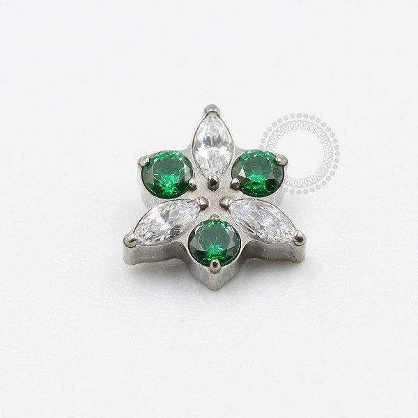 TN695 Topo CZ Cristal Verde Esmeralda Titanio