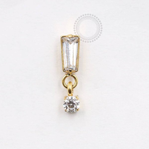 TN755 Topo Cristal Com Pingente Ponto De Luz Titânio PVD Gold