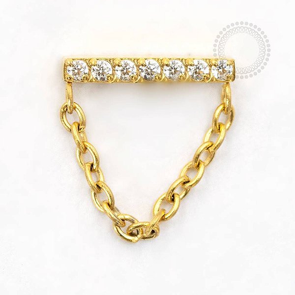 TN786 Topo Cravejado com Corrente Titânio PVD Gold