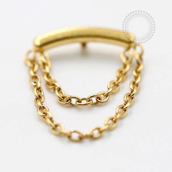 TN787 Topo Duas Correntes Titânio PVD Gold