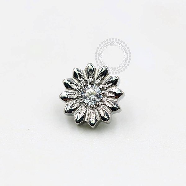 TN827 Topo Flor Girassol Miolo CZ Titânio