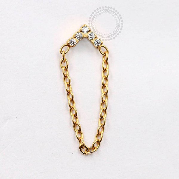 TN867 Topo V Com Pingente Titânio PVD Gold